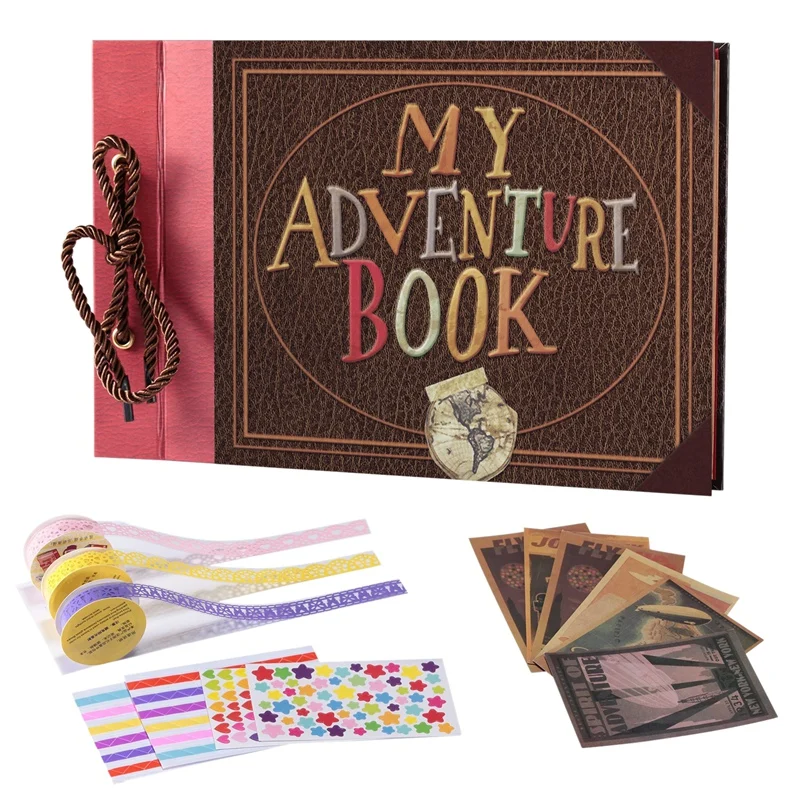 Adventure Book with Embossed Cover Large 12.3 x 8.3 Inch 80 Pages Scrapbook Album Gifts for Thanksgiving Day Christmas Anniv | Дом и сад