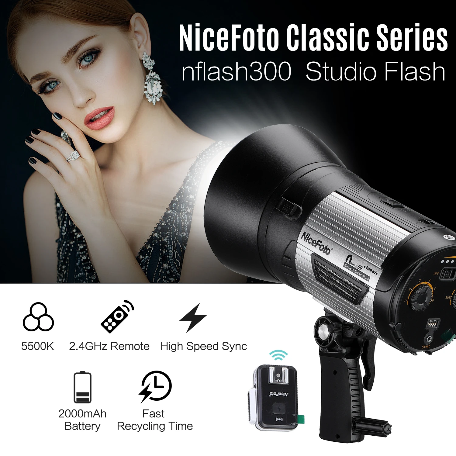 NiceFoto классической серии nflash300 Беспроводной студийная вспышка светильник