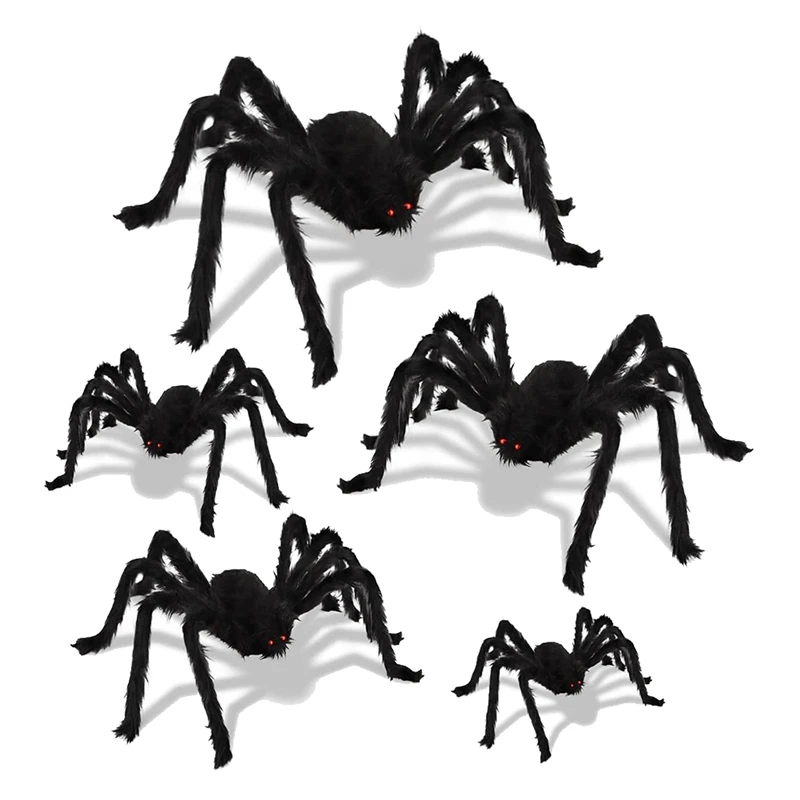 

Искусственный паук на Хэллоуин, 5 шт., большой реалистичный страшный двор, украшение паука на Хэллоуин для дома и улицы