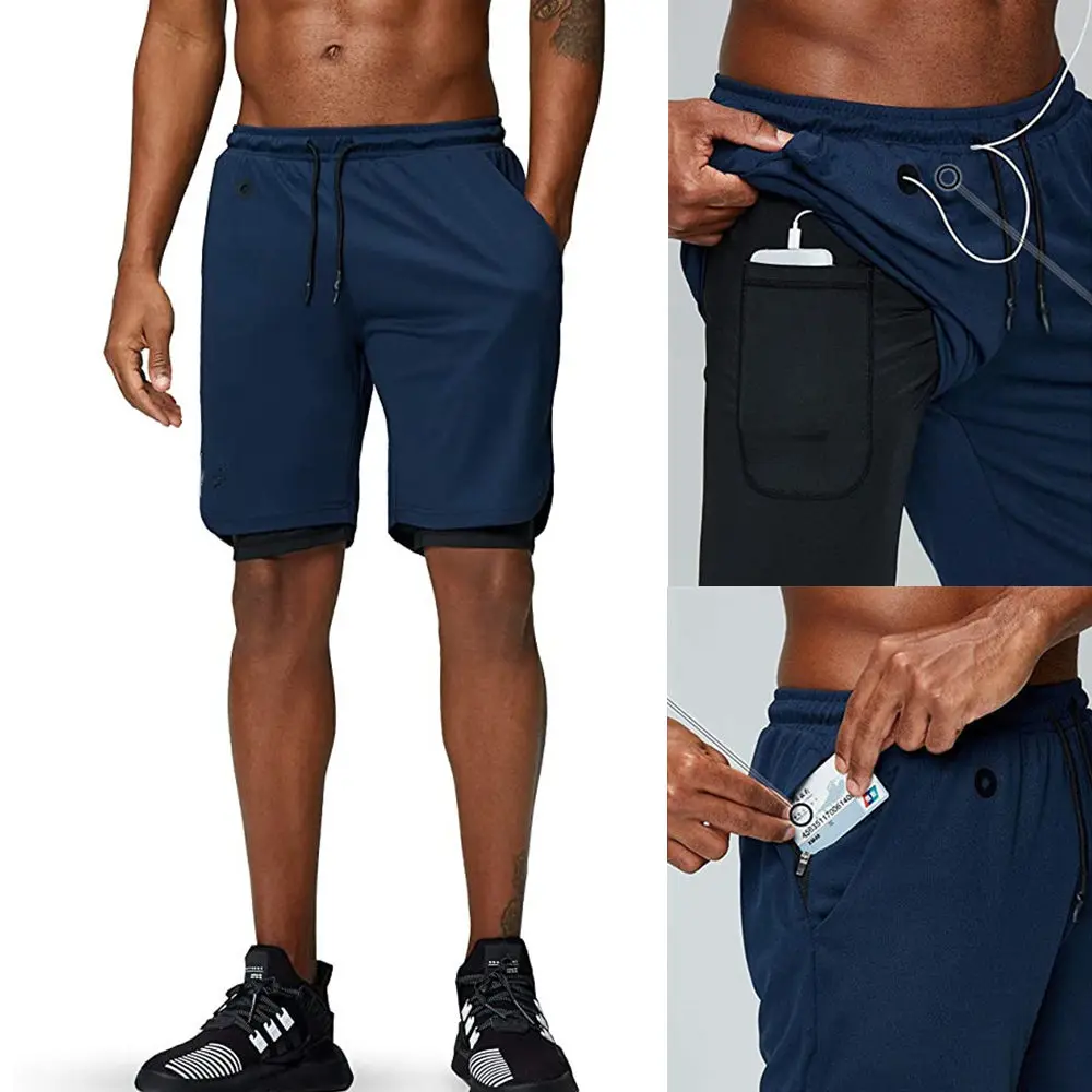 

Running Sport Shorts Men 2 in 1 Short Pants Male Gym Fitness Bodybuilding Training Bermuda Summer Casual Quick dry Beach Shorts