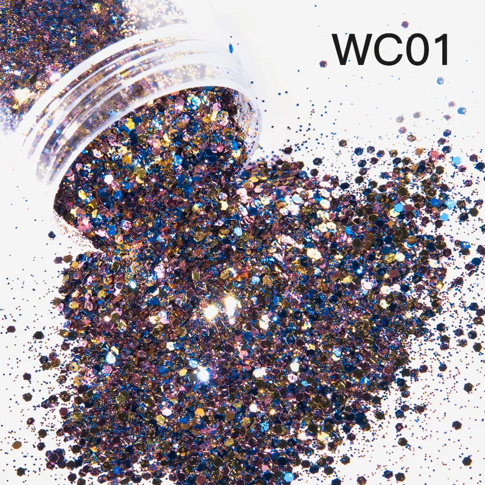 Серебряный Блестящий микс черный порошок для дизайна ногтей искусственный цвет