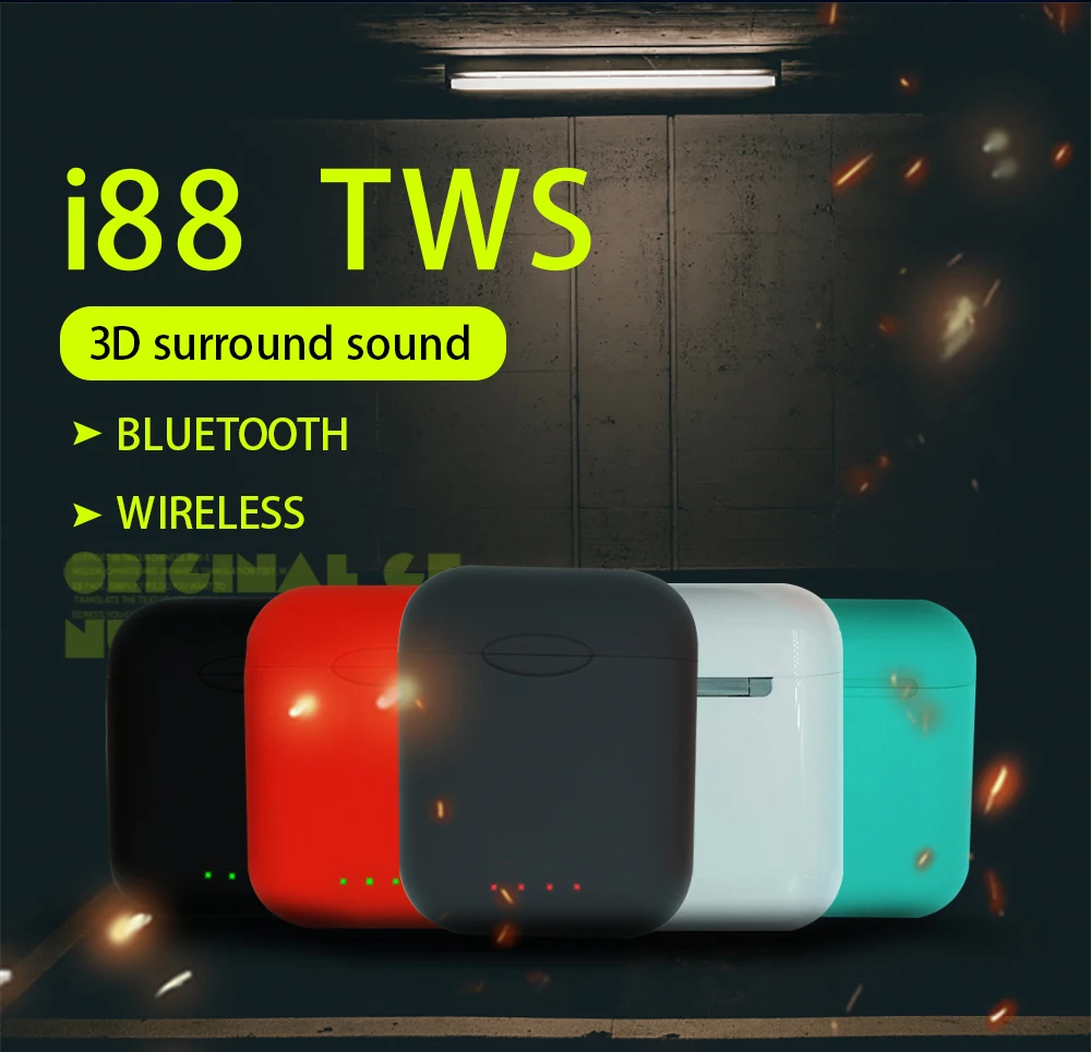Оригинальные матовые беспроводные наушники i88 TWS с Bluetooth, наушники с сенсорным управлением, bluetooth 5,0 с микрофоном, Bluetooth наушники