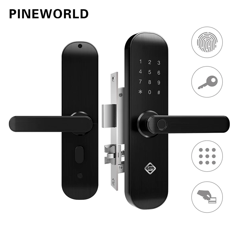 

PINEWORLD E202 Biometric Fingerprint Lock Security Intelligent Smart Lock With WiFi APP Password RFID Unlock,Door Lock Hotels