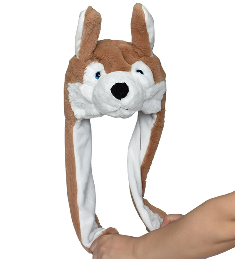 Douchow/милые плюшевые шапки с ушками коричневого волка и лапами для взрослых