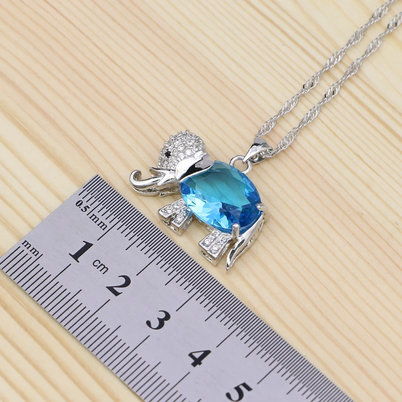 Серебряные 925 Ювелирные наборы для женщин Небесно-Голубой кубический цирконий в
