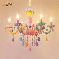 nordic color fantasy princess room pendant lamp modern led chandelier lighting for childrens room bedroom interior chandeliers
