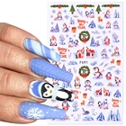 Наклейка для ногтей в виде Санта-Клауса, лося, снеговика