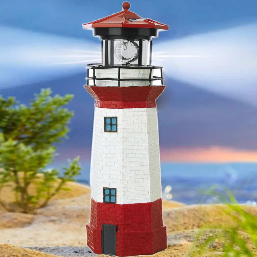 

Solar Power LED Lighthouse Light with Rotating Light Beam 29CM Home Garden Decoration Fence Lawn Lamp Fairy Light