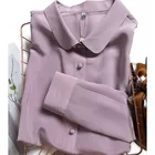 Женская рубашка с длинным рукавом, фиолетовая рубашка из шелка тутового шелкопряда, весна-лето 2021