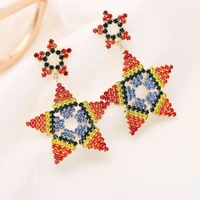 rainbow color geometric star earrings for women blling cubic zirconia jewelry korea trendy dangle earings