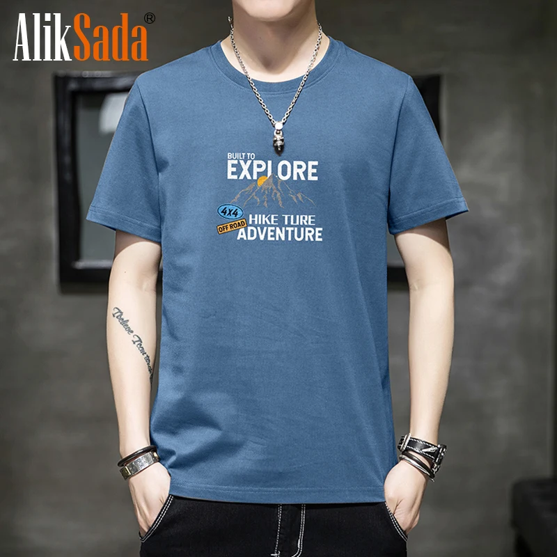 

Мужская 2021 новая хлопковая Мужская футболка с коротким рукавом, Мужская футболка с коротким рукавом, однотонная мужская футболка, мужские т...