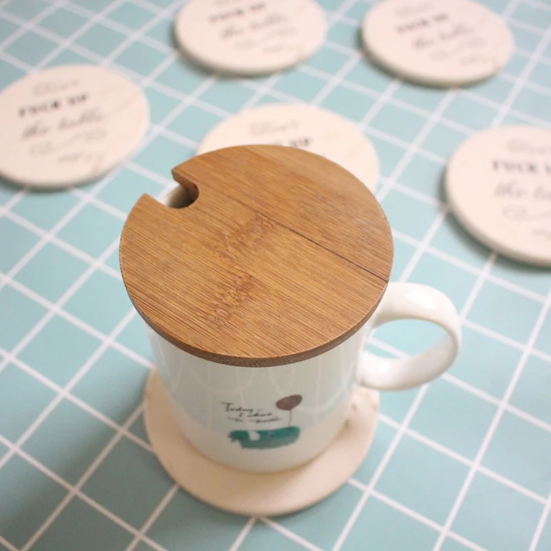 HwHome 4 шт. деревянная керамическая мягкая водная подставка Бытовая личность