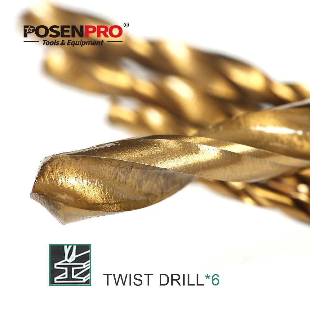 POSENPRO 16 шт. HSS 4241 набор сверл для металлической деревянной кладки пластиковое