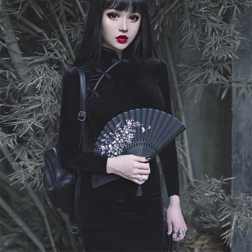 Винтажное китайское платье Ципао 6 цветов атласное в готическом стиле Qipao с