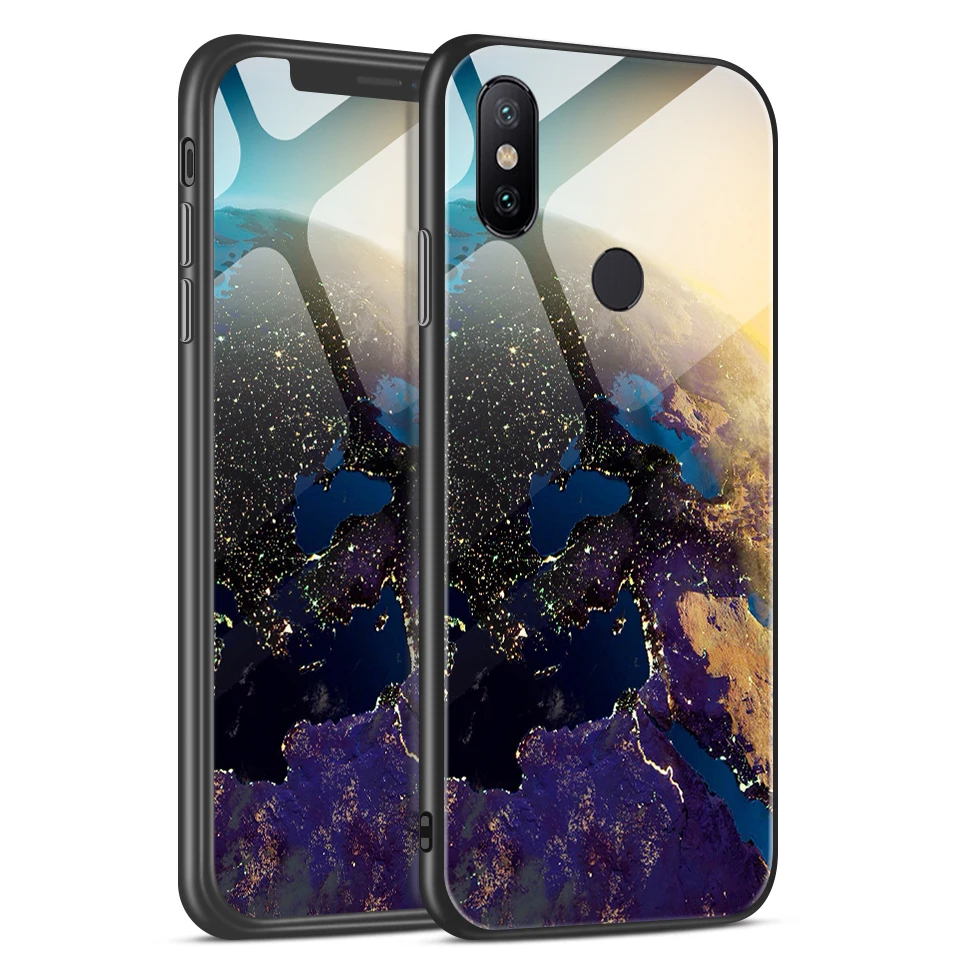 W308 Чехол из закаленного стекла для Xiao mi A1 A2 A2Lite Edge Cover для Xiaomi mi 6 6X для задней крышки, Твердый чехол с полной защитой звездного цвета - Цвет: W308