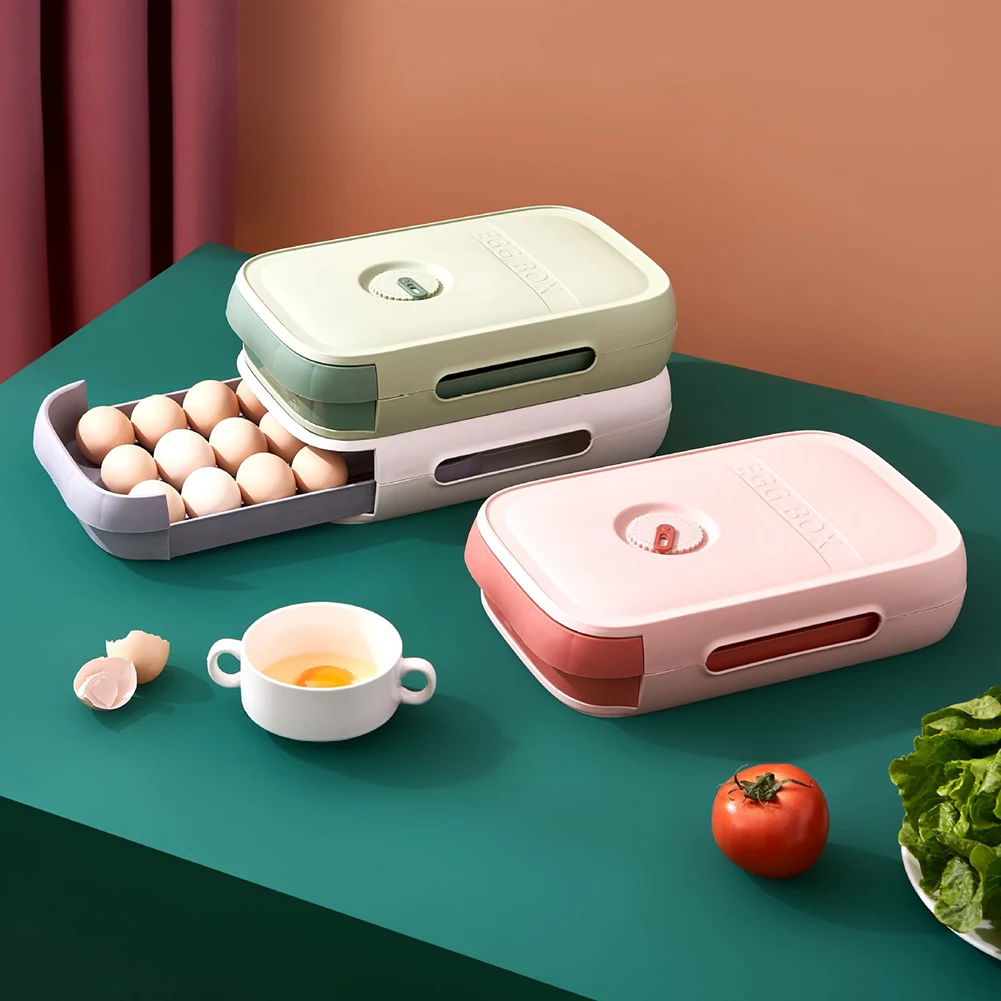 

Egg Storage Box Household Fresh-keeping Multi-layer Egg Storage Box Kitchen Refrigerator With Loading Organizer Rolling Dra Pak5