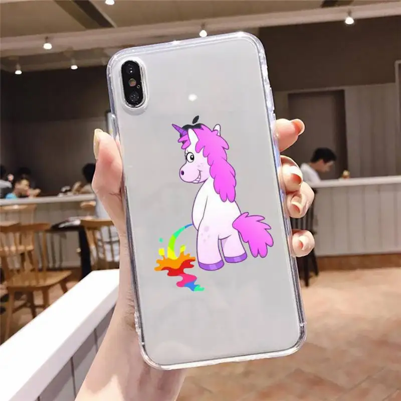 

unicorn cute funny colorful animal Anti-fall luxury Phone Case Transparent for iPhone 6 7 8 11 12 s mini pro X XS XR MAX Plus