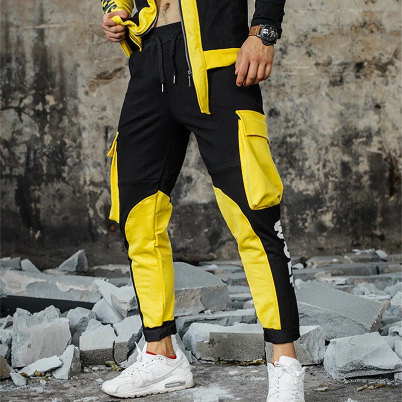 

Men's Hip Hop Sports Hoodies and Pants Set Spring Running Tracksuit Fashion Sportswear Sweatshirts Set Punk Rock KPOP Streetwear