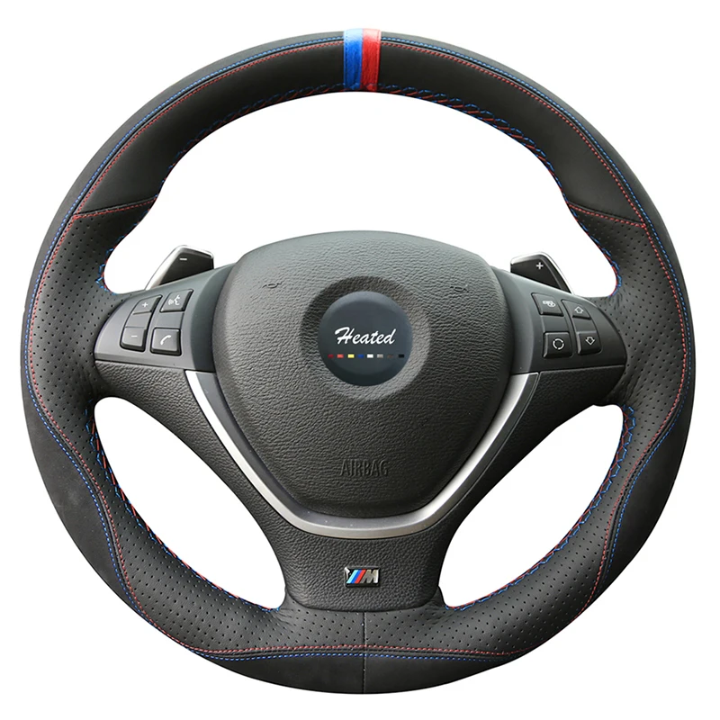 Замши кожаное рулевое колесо Крышка для BMW E70 X5 2008 2013 E71 X6 2014 оплетка на руль Капа para