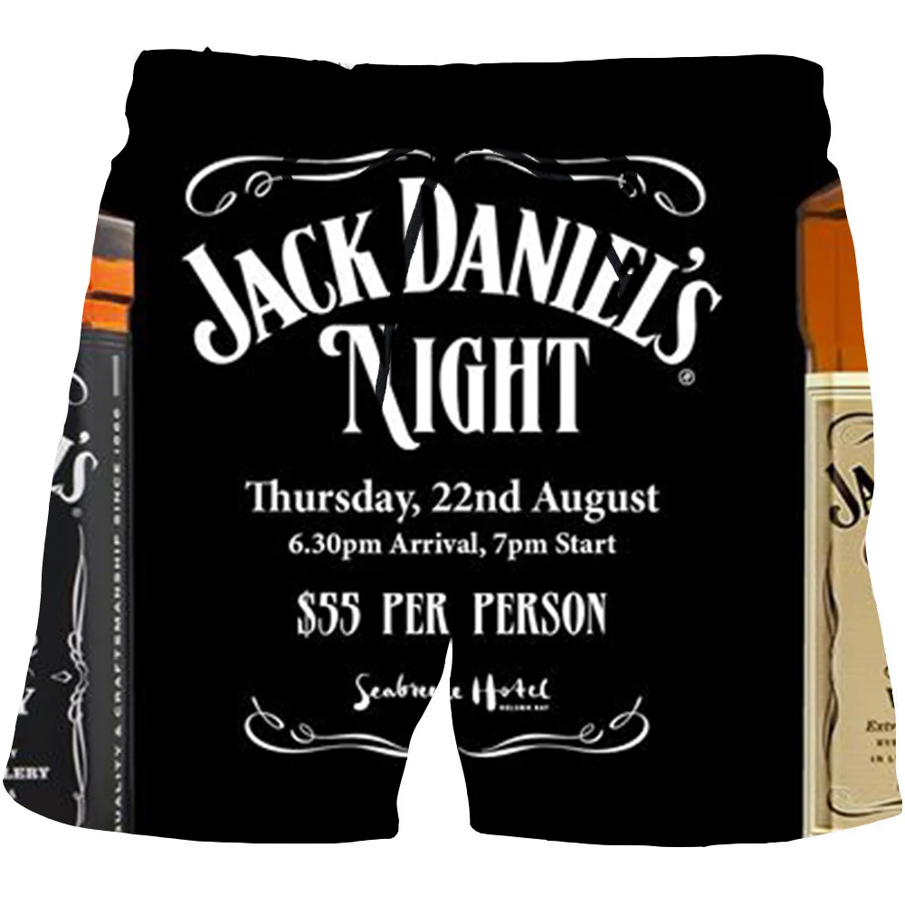 

2021 New Products Men's Liqueur Graphic Beach Shorts 3D Pattern Beer Boardshorts Men/Women Vodka Shorts