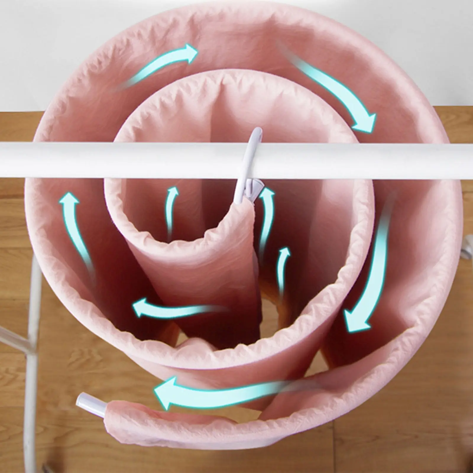 

White Round spiral Quilt Sheet Hanger Stainless Steel Rotating Drying Rack Save Space Blanket Hanger Outdoor Home Balcony Hanger