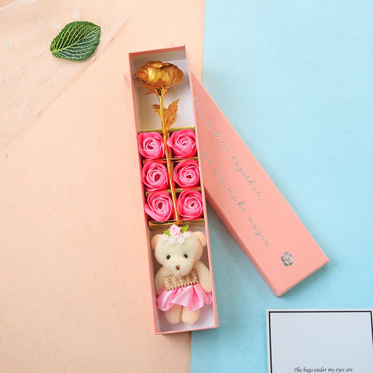 Креативный подарок на день Святого Валентина покрытая фольгой 24 К розовая