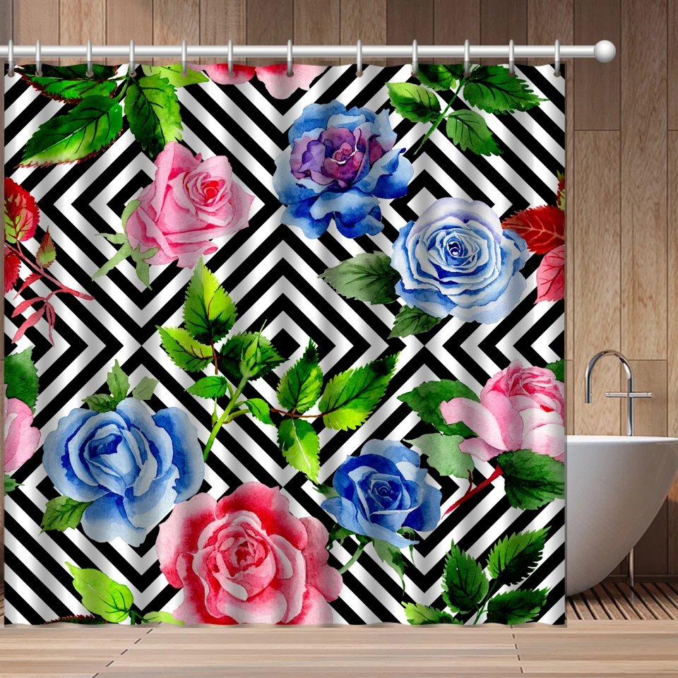 Штора для ванной с 3D принтом Водонепроницаемый моющийся занавес душа из