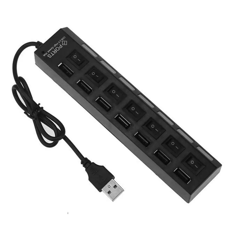 

New Portable LED Indicator Light 7 Ports USB 2.0 Adapter Charge Hub with Switch