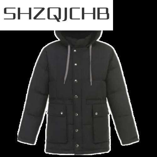 

Мужской пуховик с капюшоном SHZQ, черный толстый теплый пуховик на 90% белом утином пуху, Повседневная Верхняя одежда для зимы, 2021 LW, 2021112