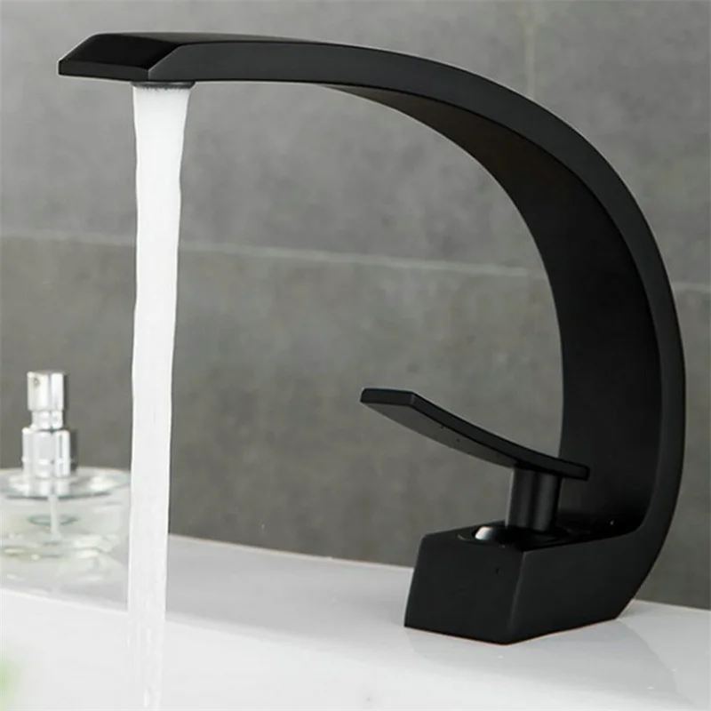 

Basin Faucet Modern Bathroom Mixer Tap Black/Gold Wash basin Faucet Single Handle Hot and Cold Waterfall Faucet