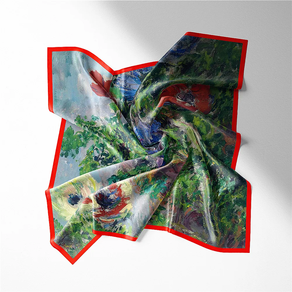 Monet картина маслом анемон саржа 100% шелк шарф модная бандана женский обертывания 53