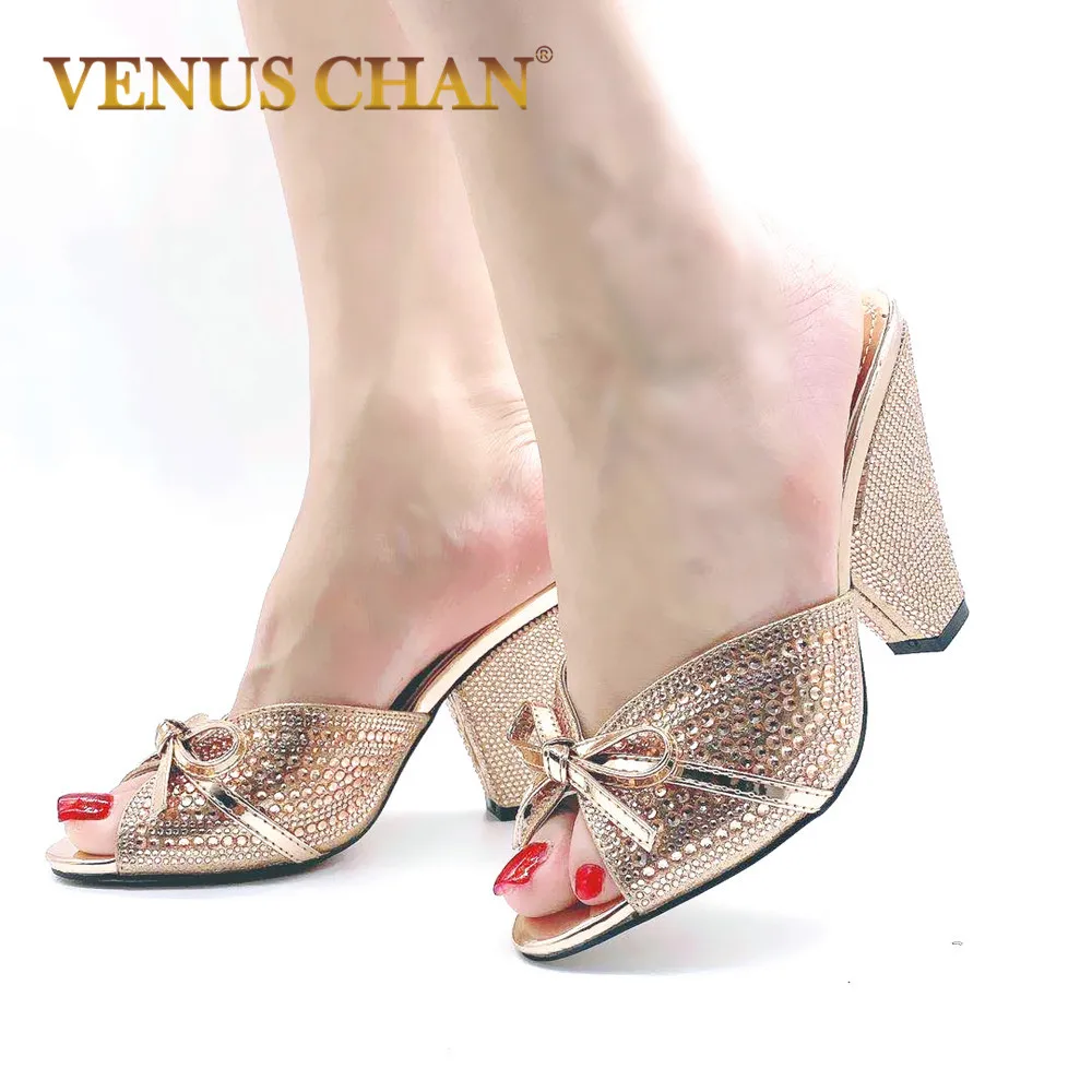 Новые модные нигерийские вечерние туфли лодочки сандалии стразы конфетных
