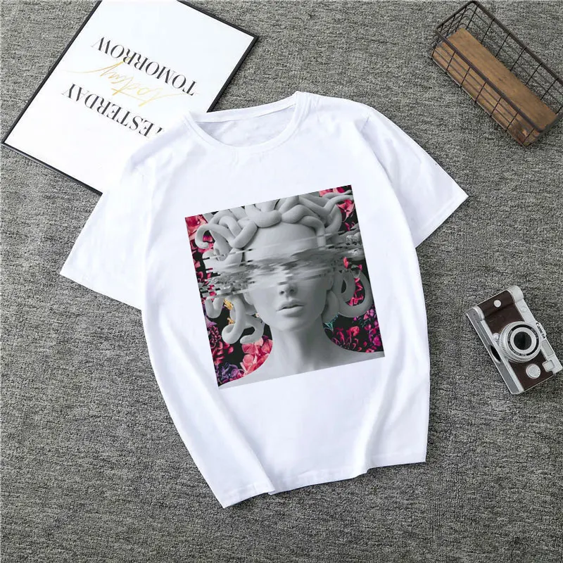 Poleras Mujer De Moda летняя футболка женская с принтом Медуза Vogue Harajuku футболка плюс размер Эстетическая Футболка Camiseta Mujer - Цвет: 3093