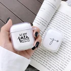 Чехол для наушников Apple Airpods 1 2, прозрачный, с надписью