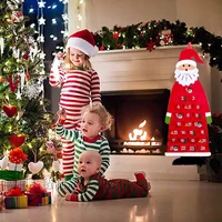 huhule felt santa claus wall advent calendar kids favors xmas pendant 24 days countdown door pockets hanging ornaments noel 2022