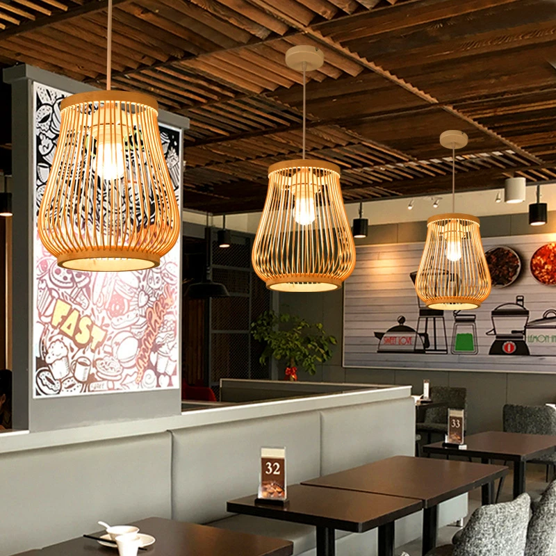 Китайский бамбуковый светодиодный подвесной светильник ing Garden Ресторан