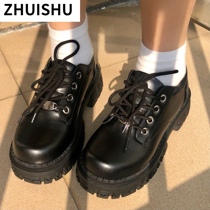 

Женские туфли на шнуровке, черные удобные кожаные туфли в британском стиле, повседневная обувь, 2021