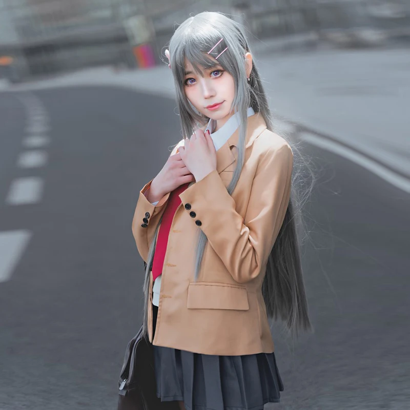 Костюм для косплея сакуражима МАИ с париком костюмы вечевечерние девочек