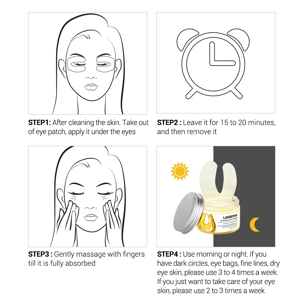 

LANBENA Retinol Eye Mask Eye Patch Reduces Dark Circles Ageless Anti-Puffiness Lifting Firming Eye Serum Cream Skin Care