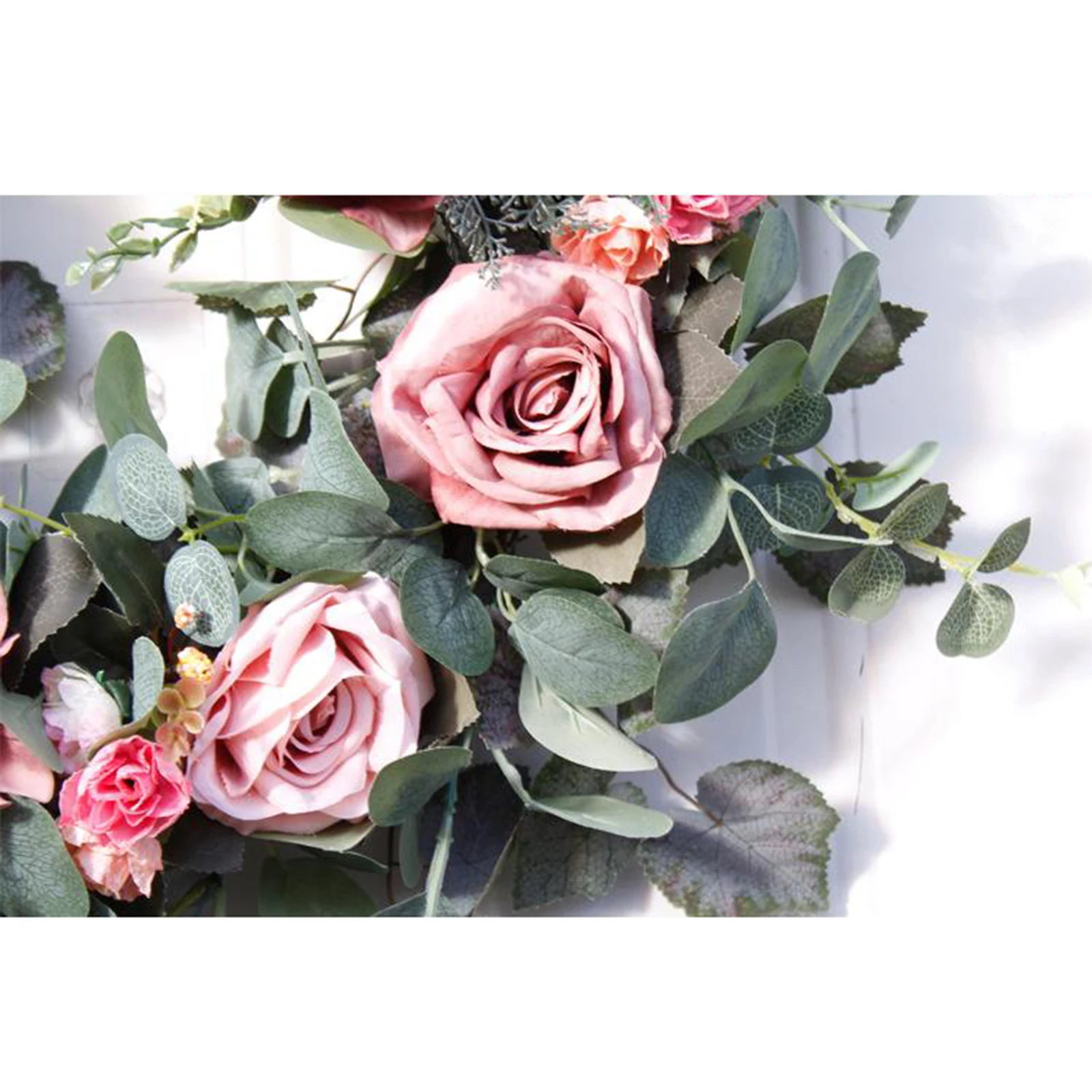 

Door Wreath, Artificial Flowers Wreath - Front Door Decor with Rose and Green