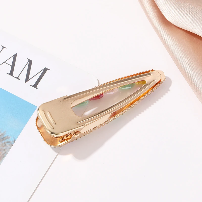 

Korean version of the new rhinestone hairpin pearl color hairpin clip creative fashion side clip geometric acrylic sweet hairpin