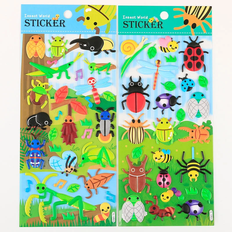 

2 Pcs DIY Butterfly Foam Sticker Toy Insect Cute Animal Sticker Bubble Sticker Child Student Reward Gift Early Education Toy