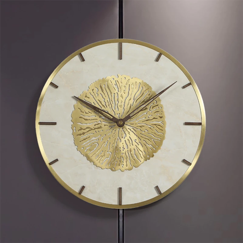 Nordic Luxury Marble Wall Clock Modern Design Atmospheric Style Living Room Decoration Hanging Watch Wall Clocks Home Decor