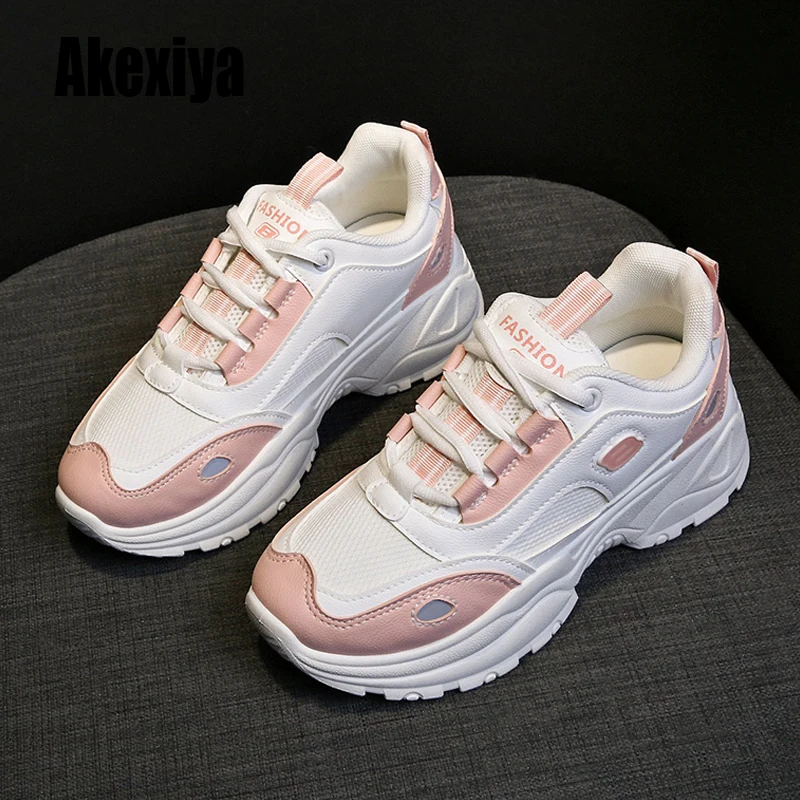 Женские кроссовки сезон весна-осень модная обувь на толстой подошве Прямая