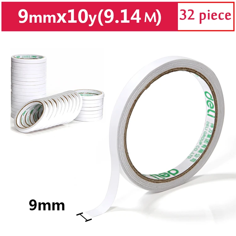 

Deli High-viscosity Cotton Paper Double-sided Tape 9mm*10y (9.1m/roll) 32 Rolls Office Supplies 30400