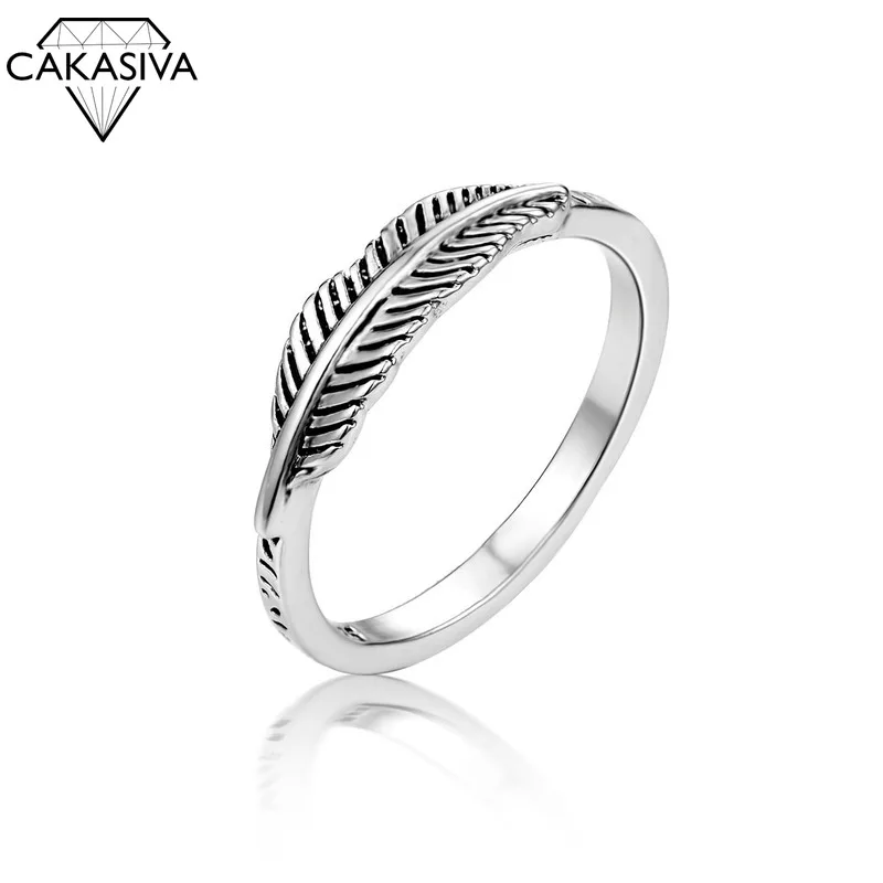 

Women's 925 Vintage Thai Silver Leaf Feather Ring Party Gift Jewelry Ring Wholesale