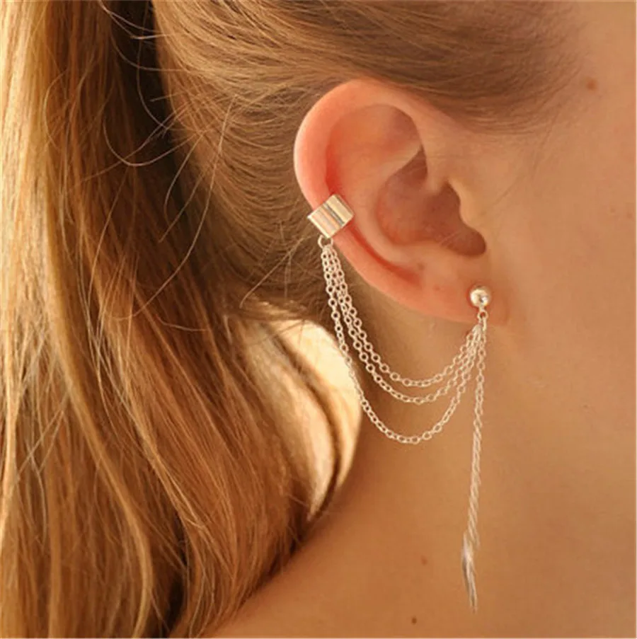 Женские серьги-каффы в стиле панк Ювелирное Украшение для ушей виде листиков