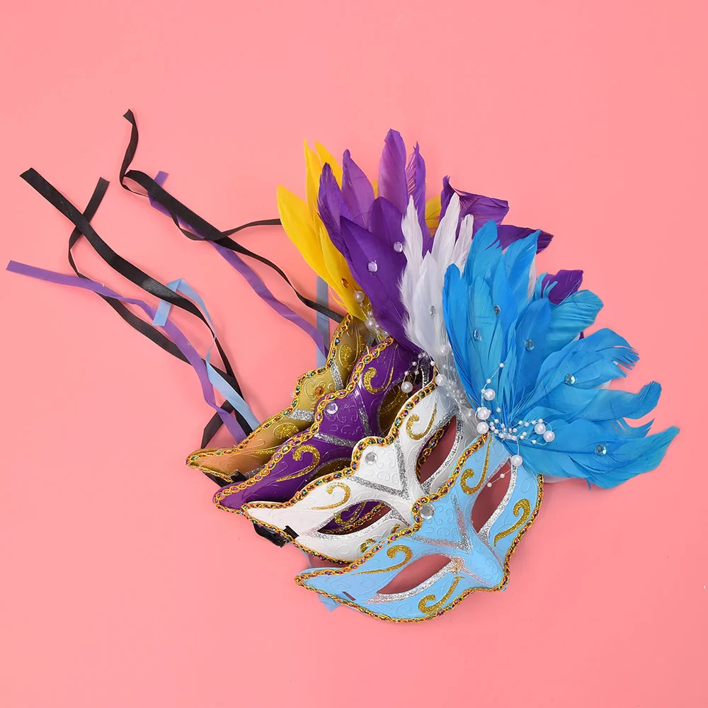 Новая маска для маскарада с искусственными перьями подарок на день рождения |