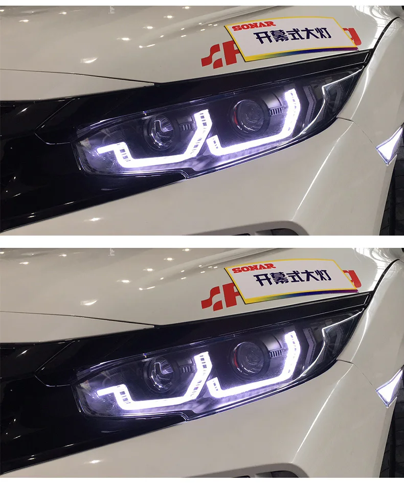 AKD автомобильный Стайлинг для Honda Civic фары- Civic X светодиодный светодиодные дневные ходовые огни на передних фарах HID фара Angel Eye Bi Xenon аксессуары
