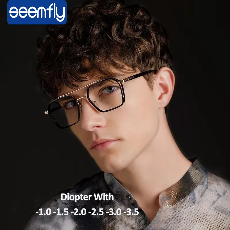 

seemfly Women Men Classic Myopia Glasses Vintage Prescription Glasses Frames Optical Lens Eyewear -1.0 -1.5 -2.0 -2.5 -3.0 -3.5